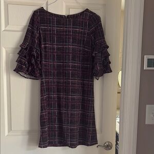 Plaid Ruffle Sleeve Dress